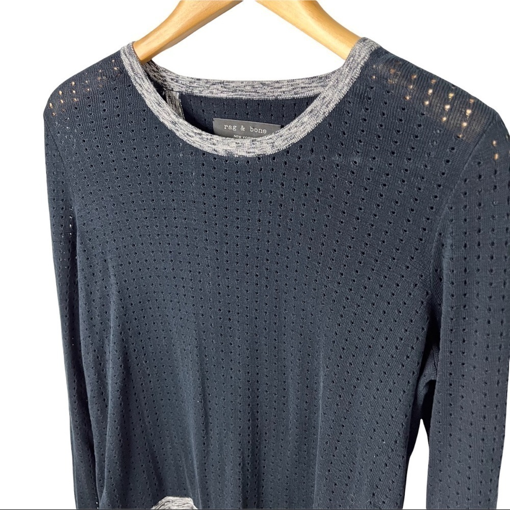rag & bone Ariana Perforated Split Back Sweater Pullover Size Medium - Picture 4 of 11